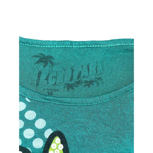 Echo Park girls sz. 16 green sz. XL green short sleeved flower tee. Soft stretch - Picture 3 of 9